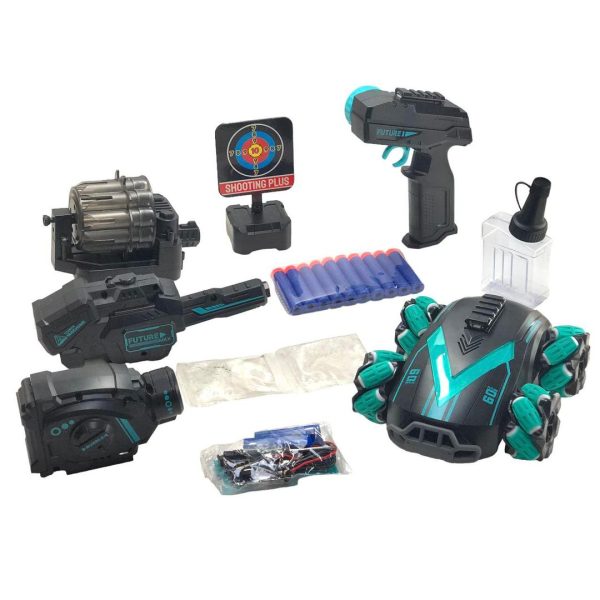 Carro Tanque RC 4 en 1 – Lanzador Hidrogel, Dardos, Burbuja y Tiro al Blanco